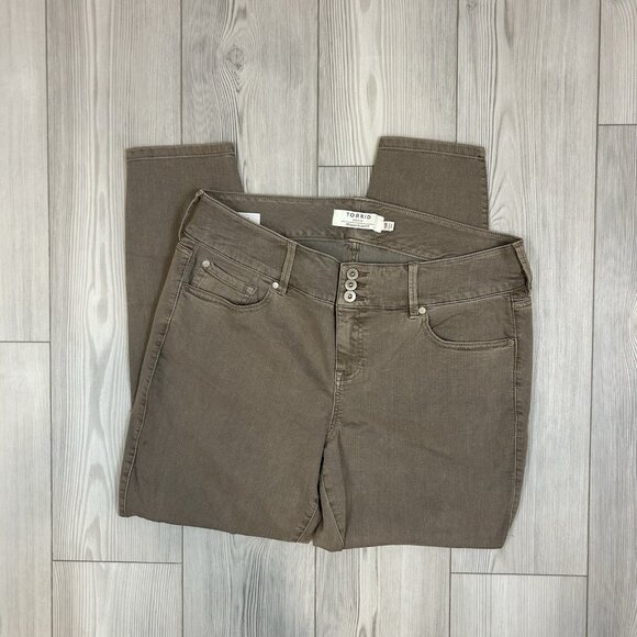 TORRID Denim Brown Wash Ankle Jeans Skinny Leg Stretch Size 18R - Picture 1 of 13